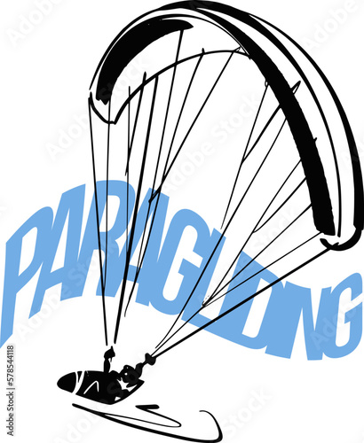 vector sketch of the paraglider with a parachute
