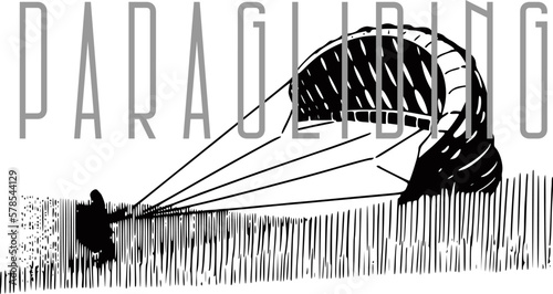 vector sketch of the paraglider with a parachute