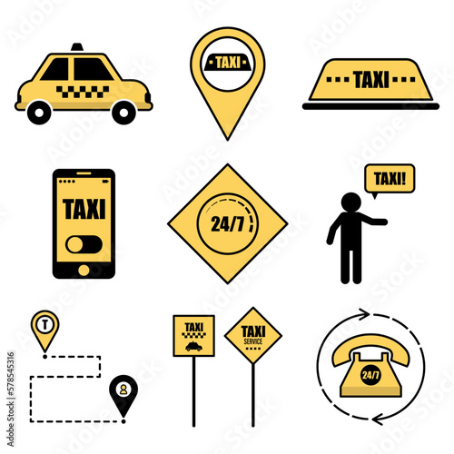 Set of icons for taxi websi...