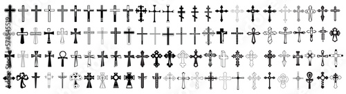 Set of crosses on white background