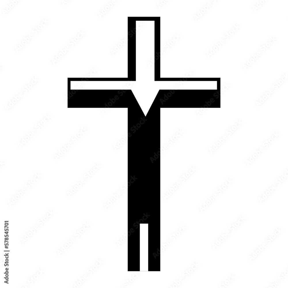 Cross as symbol of Christianity on white background
