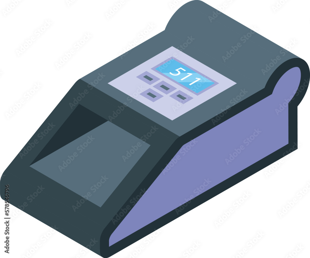 Machine currency detector icon isometric vector. Money cash. Finance bank Machine currency detector icon isometric vector. Money cash. Finance bank