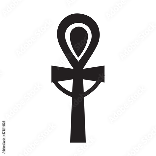 Ankh symbol on white background