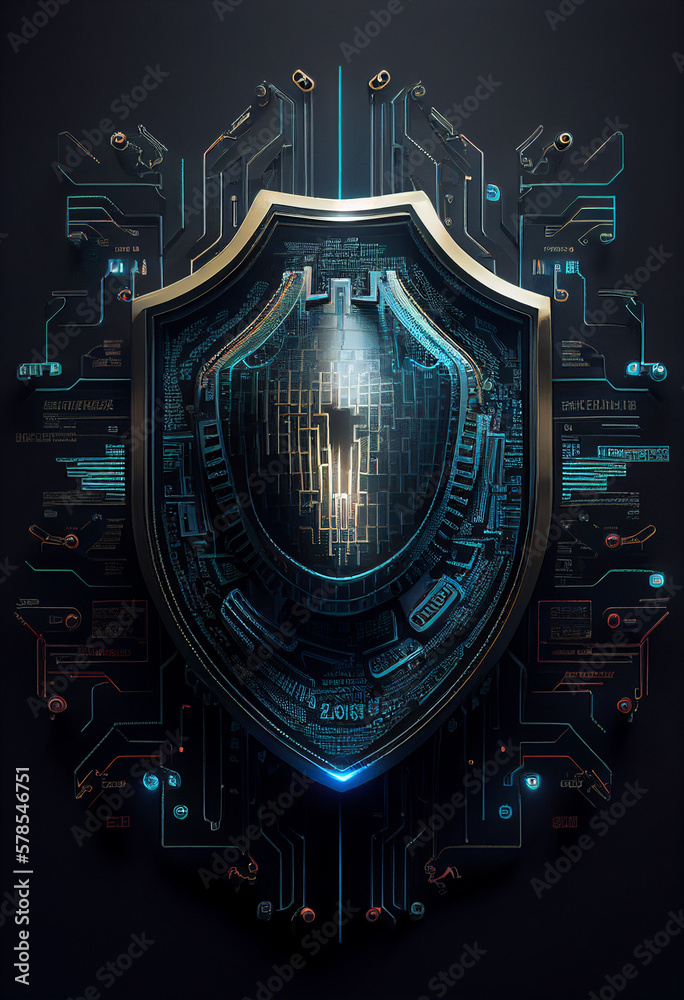 Fototapeta premium protection against cyber crime, internet network cyber security, generative AI
