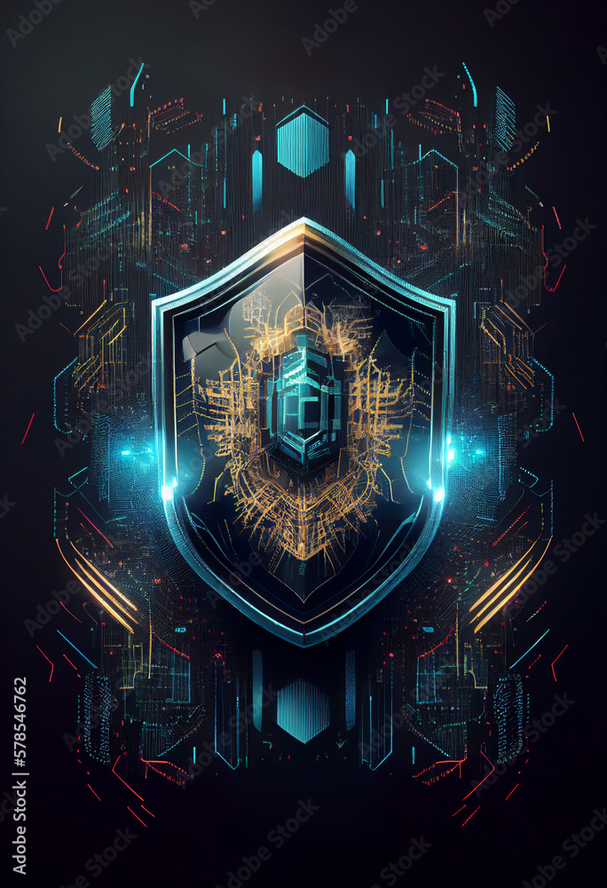 Fototapeta premium protection against cyber crime, internet network cyber security, generative AI