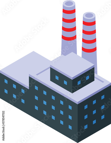Factory icon isometric vector. Power plant. Building reactor