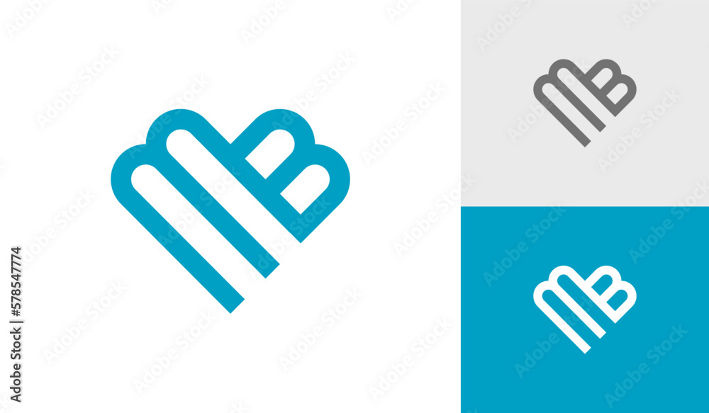 Letter MB monogram with heart shape logo design vector Letter MB monogram with heart shape logo design vector