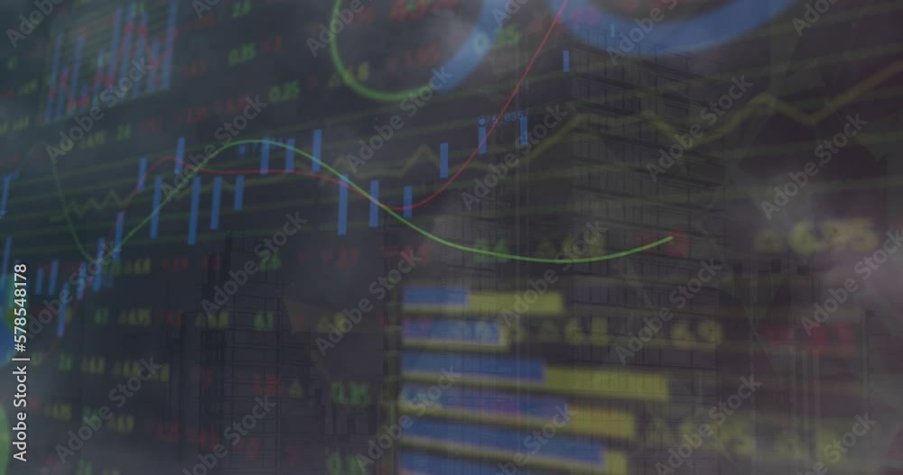 Animation of data processing over buildings Animation of data processing over buildings