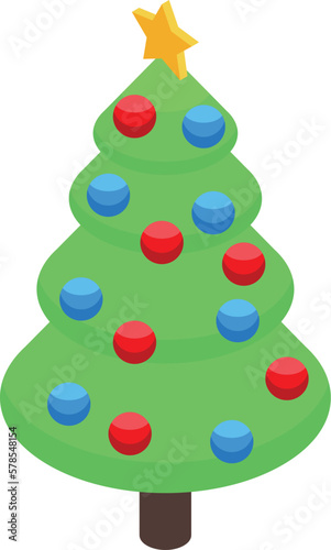 Christmas tree icon isometric vector. Ice rink. Winter field