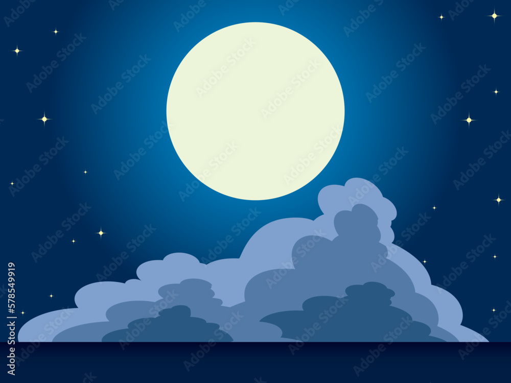 Naklejka premium 海、月、雲、星1