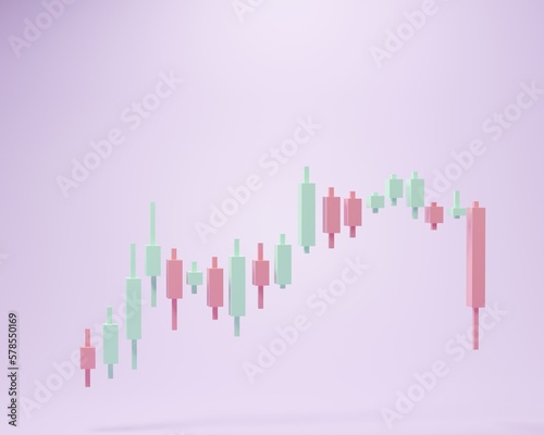 Growth stock diagram financial graph or business investment market trade exchange analysis chart 3D render illustrator.