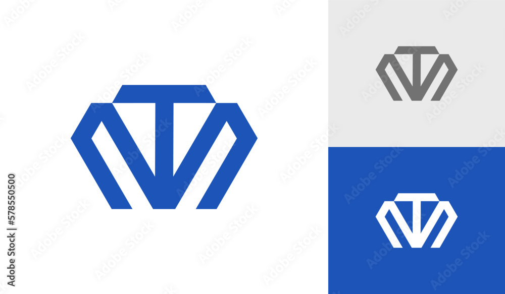 Letter TM or MT monogram logo design vector - obrazy, fototapety, plakaty 