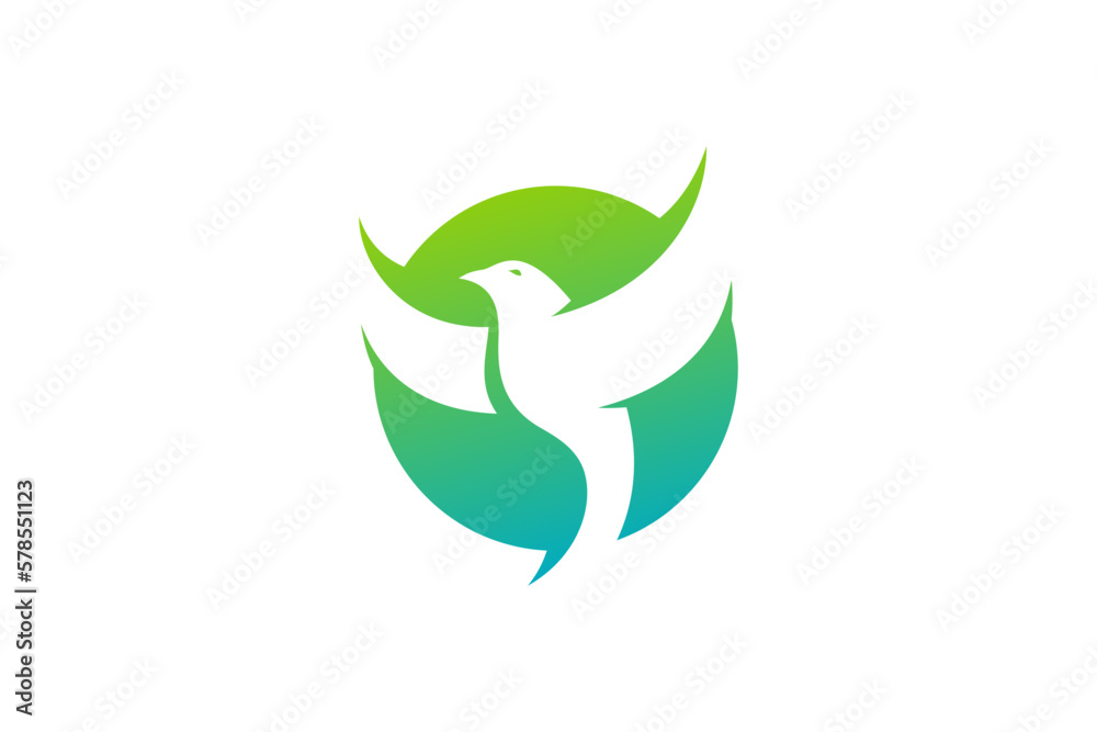Negative Space of Flying Bird Logo Negative Space of Flying Bird Logo