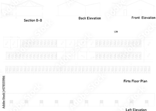 sketch vector illustration of cow farm shed design