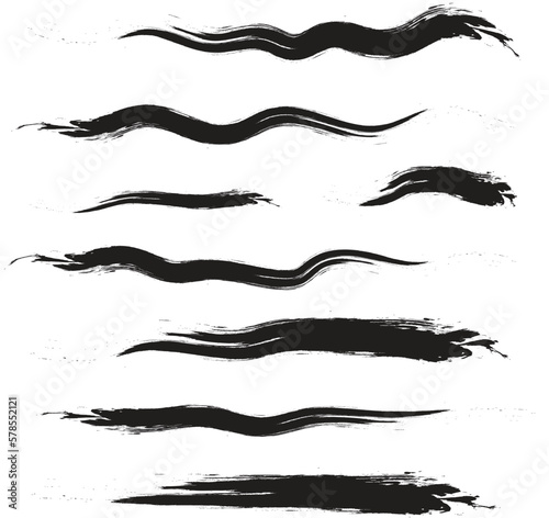set of brush strokes vector art isolated on white background.