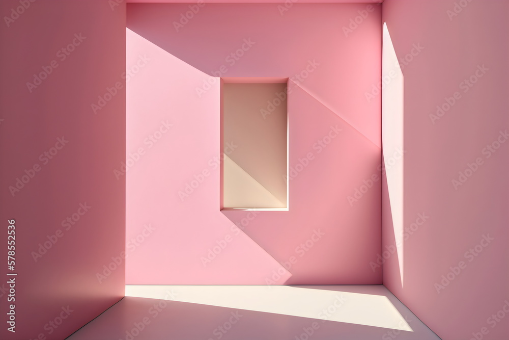 Wall Inclave empty pink room with graphic shadows and wall enclave, made with ...