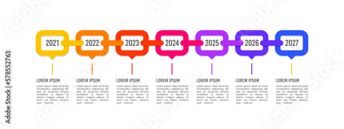 Chain shape horizontal timeline infographic. Timeline, Milestone. Vector illustration.