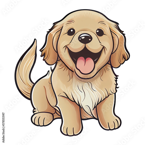 Cute little Cartoon Golden Retriever Puppy, AI Generated