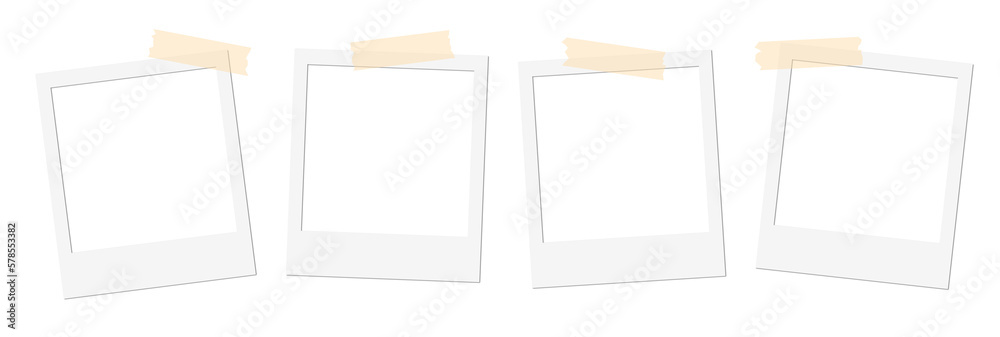 Isolated Blank White Polaroid Frames with Tape Isolated Blank White Polaroid Frames with Tape