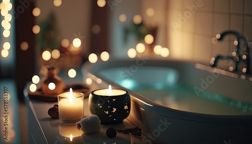 Foto Candles in a spa bathtub