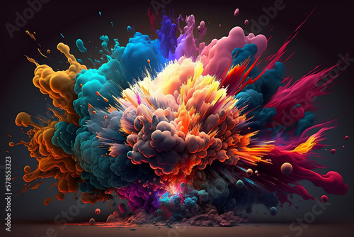 Abstract Multicolor Explosion wallpaper  colored powder explosion. Generative AI