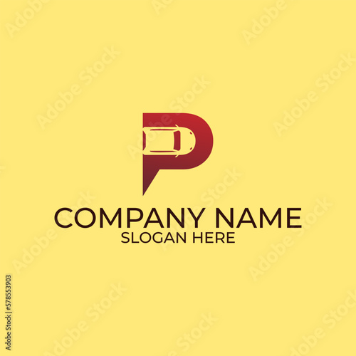 vector design elements for your company logo, p monogram logo. modern logo design, business corporate template. parking icon.