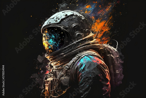 Astronaut with a space background. Generative AI