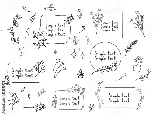 Botanical frame set (hand-drawn flower frame, title, title, dried flower)