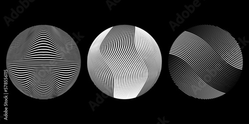 Set of white vector spheres. Trendy design element for tattoo, prints, template, pattern, flyers, brochures,  background. Abstract circle shapes