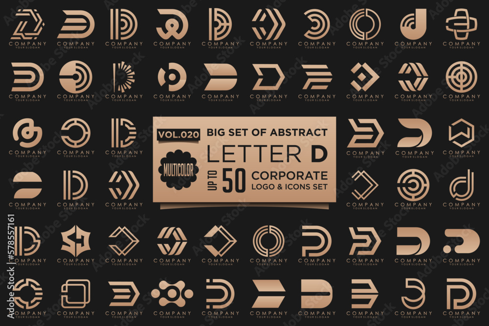abstract letter D logo icon set. design for business of luxury, elegant, simple. - obrazy, fototapety, plakaty 