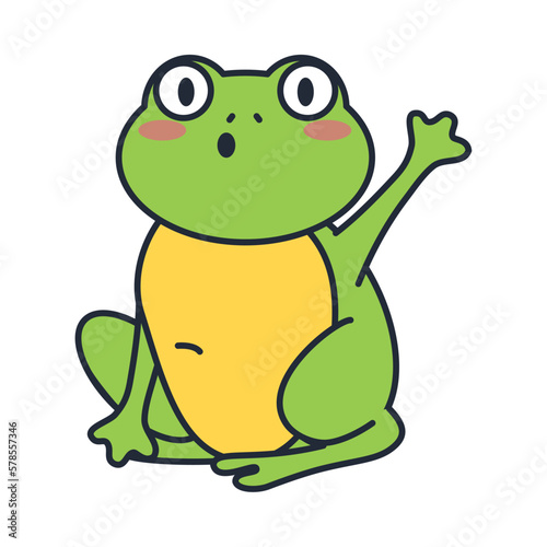 frog amphibian saludating character