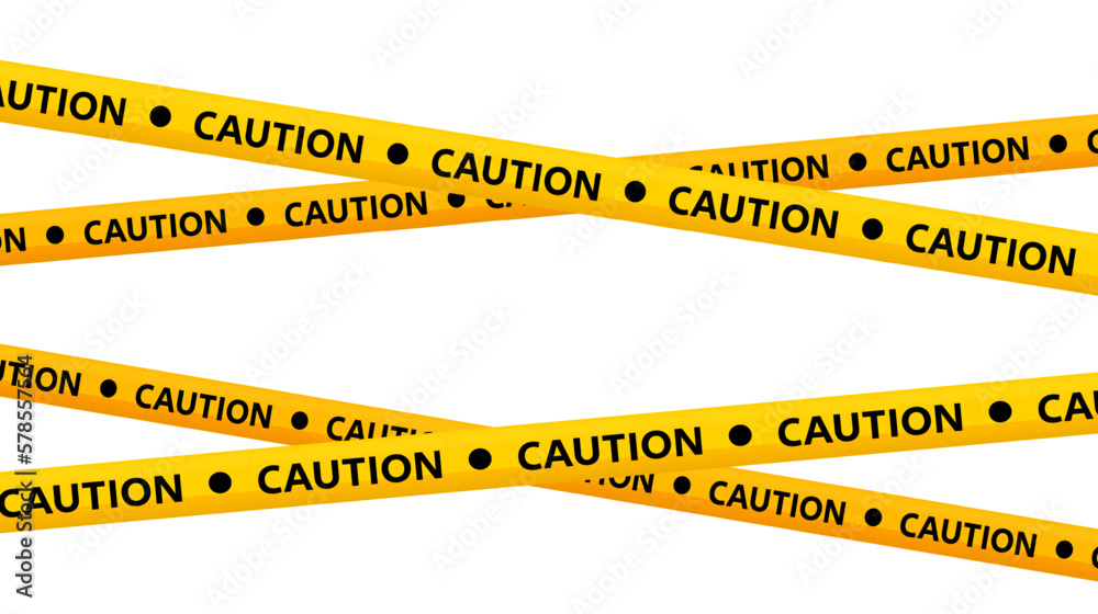 Crossed caution tapes. Yellow and black warning stripes. Repeating construction, hazard, danger