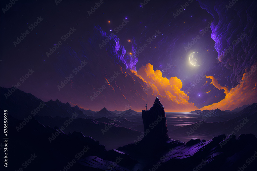 night sky and moon