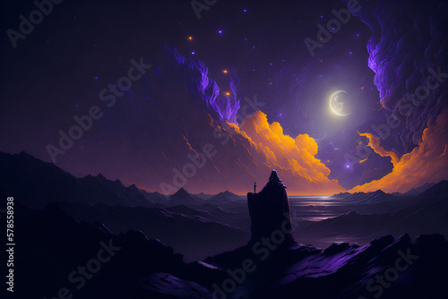 night sky and moon