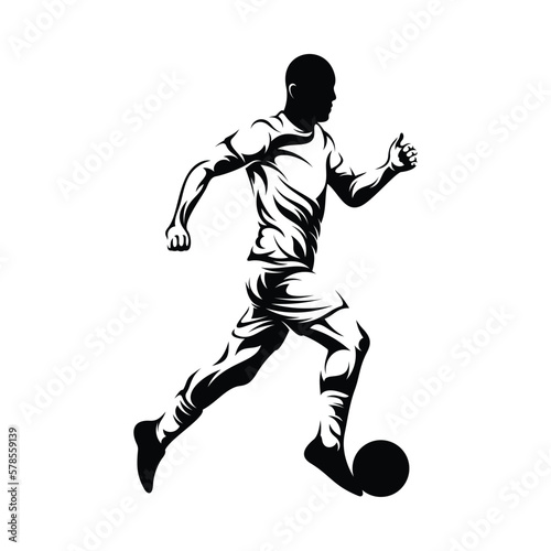 Silhouette soccer player vector illustration on white background. © jon studio