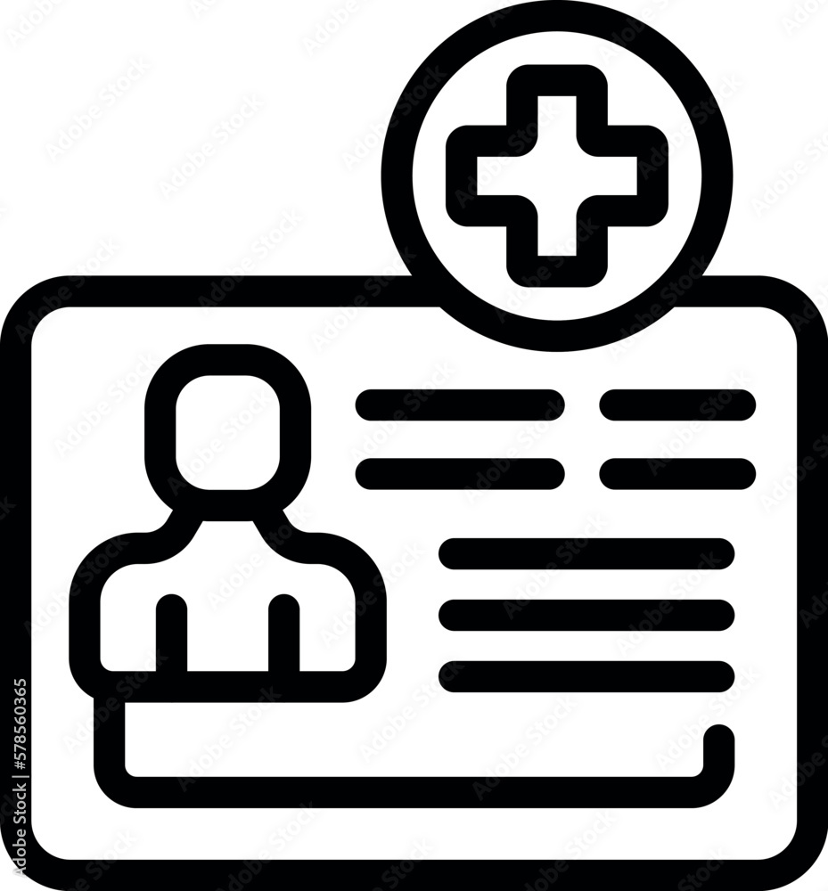 Obraz premium Medical insurance icon outline vector. Card health. Care hospital