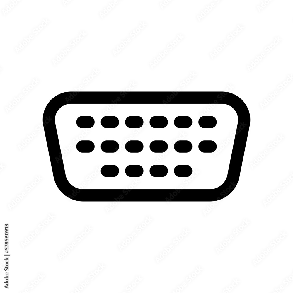 Editable vector vga cable port icon. Black, line style, transparent white background. Part of a big icon set family. Perfect for web and app interfaces, presentations, infographics, etc Editable vector vga cable port icon. Black, line style, transparent white background. Part of a big icon set family. Perfect for web and app interfaces, presentations, infographics, etc