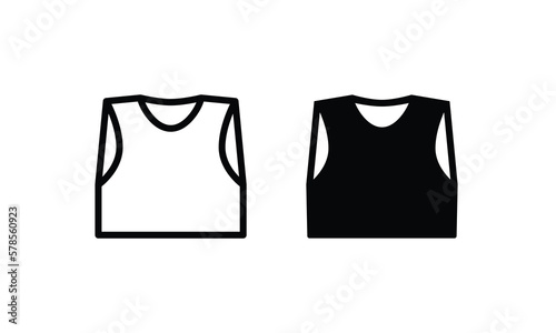 Wear Tank racerback cowl crop top fashion, oversized, apparel outwear shirt front, Women, men unisex, short sleeves, crew neck, dropped shoulder icon editable stroke vector sign flat