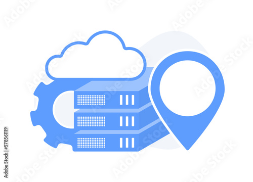 CDN technology vector icon. VPN with decentralized data centers for speedy, secure web content delivery, DDoS protection. Ideal for tech blogs, social media, and instructional materials