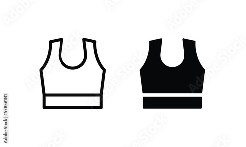 Wear Tank racerback cowl crop top fashion, oversized, apparel outwear shirt front, Women, men unisex, short sleeves, crew neck, dropped shoulder icon editable stroke vector sign flat