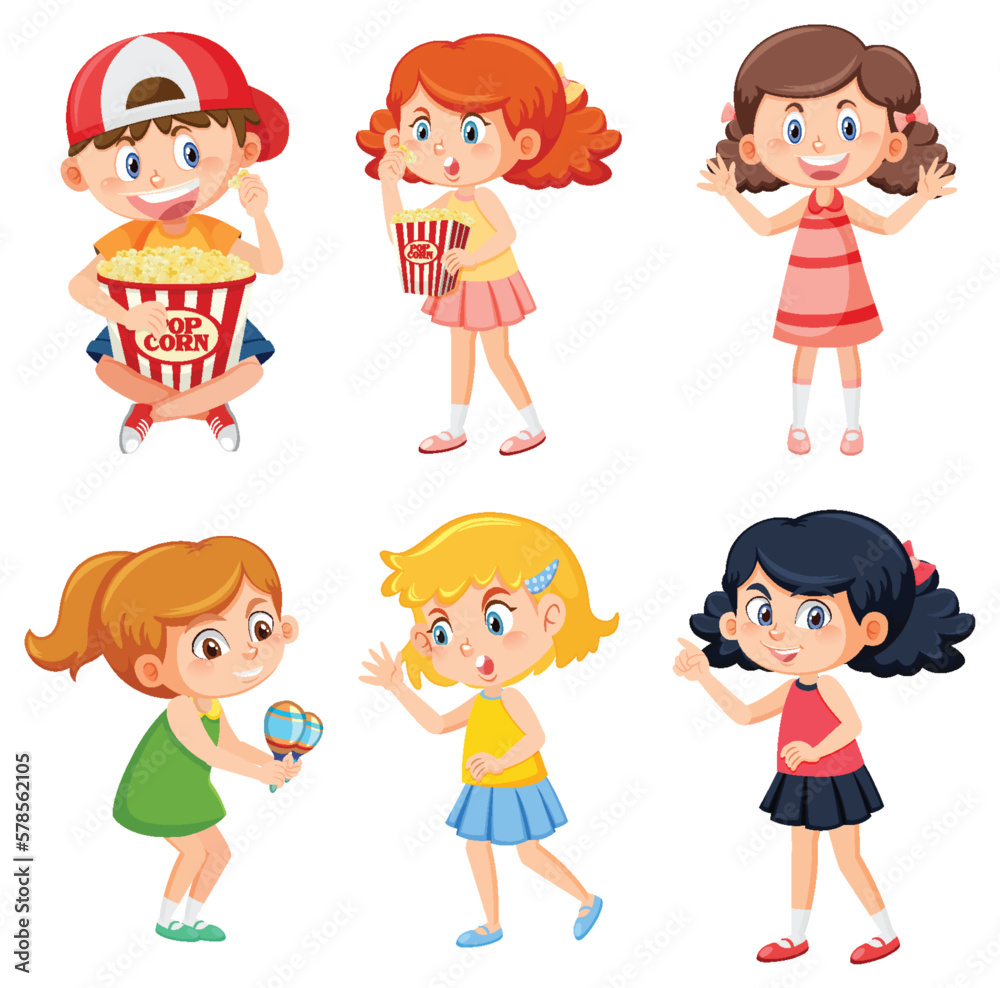 Set of cute children cartoon character Set of cute children cartoon character