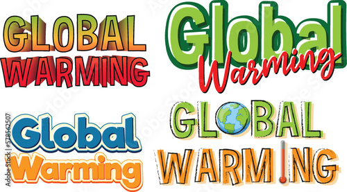 Set of global warming banner sign photo