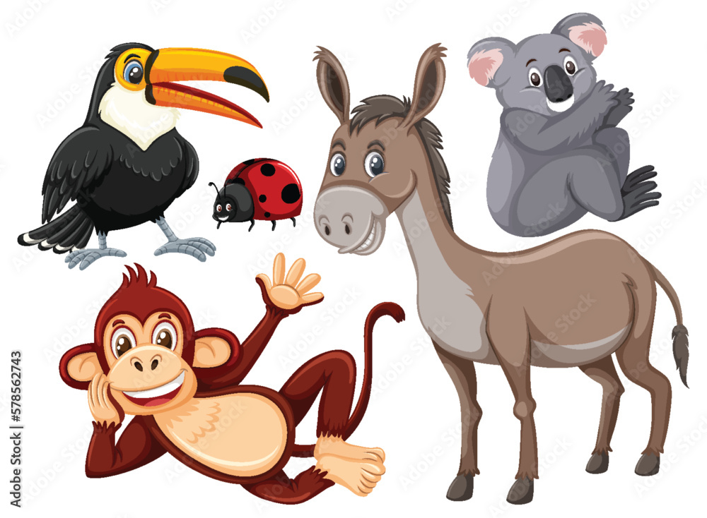 Fototapeta premium Set of cute animals cartoon character