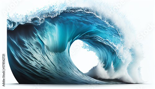 Blue Wave isolated with white background. Generative ai, AI