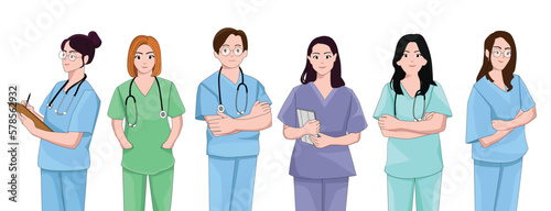 set of icons with International nurses day concept with vector elements. illustration for Thank you nurses and medical staff on a white background.