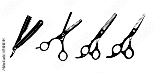 set of monochrome barber scissor