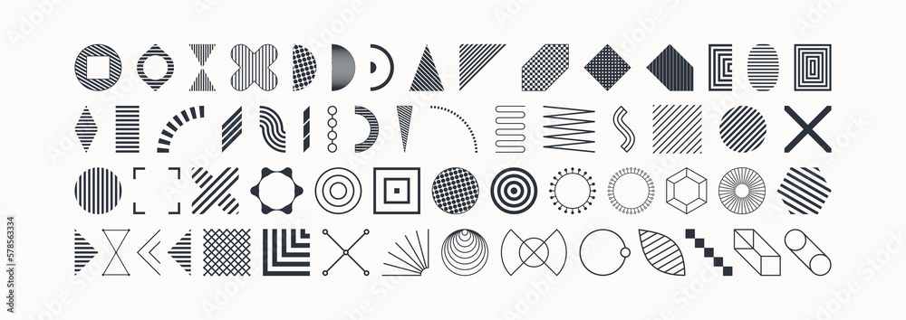 Icon set in thin line style. Collection of different graphic elements for design. Vector illustration for web, mobile or ui. - obrazy, fototapety, plakaty 
