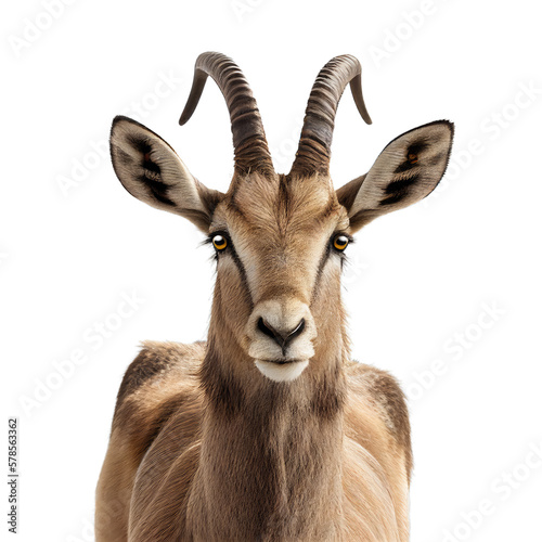 ibex face shot , isolated on transparent background cutout , generative ai