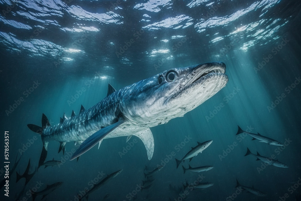 Fototapeta premium barracuda in the sea made by generative ai