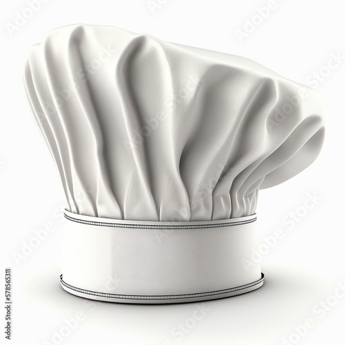 3D white chef's hat isolated on white background. Realistic culinary chef hat. 3D realistic illustration. Based on Generative AI